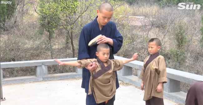 Chú tiểu 6 tuổi treo mình lơ lửng trên cây luyện võ Kung-fu - 6