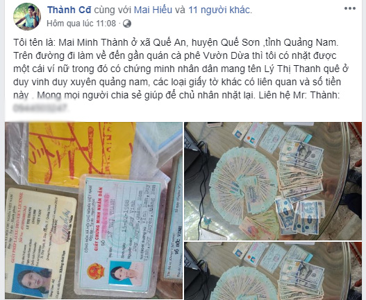 Nhặt được gần 50 triệu đồng, lên Facebook tìm chủ nhân trả lại - 1