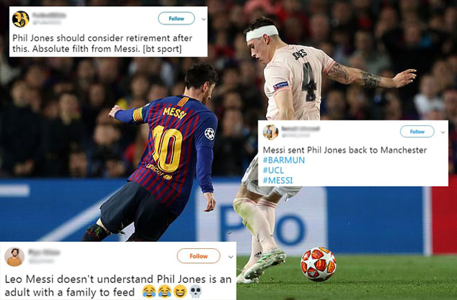 Phil Jones bị Messi &#34;xỏ mũi&#34; dễ dàng: Lại thành trò cười trên mạng - 2