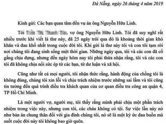 Tin tức trong ngày - Nóng 24h qua: Tâm thư đau đớn của vợ Nguyễn Hữu Linh