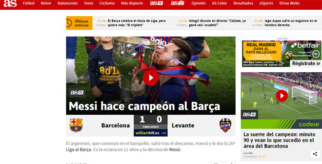 Barca làm vua La Liga: Báo thế giới &#34;ngả mũ&#34; vì Messi, tin đoạt cú ăn ba - 3