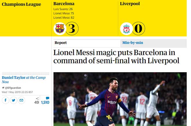 Barca “bóp vụn” Liverpool tại Nou Camp: Báo giới tôn Messi “Đức chúa của bóng đá” - 2