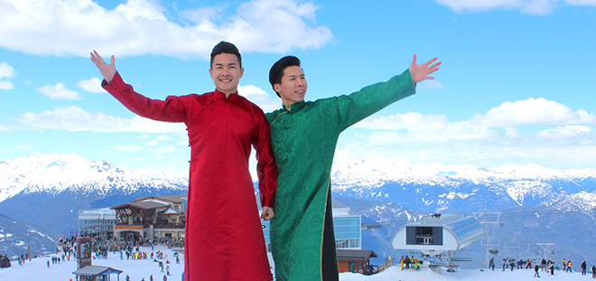 Quốc Cơ, Quốc Nghiệp cởi trần diễn xiếc dưới cái lạnh -10 độ C tại Canada - 1