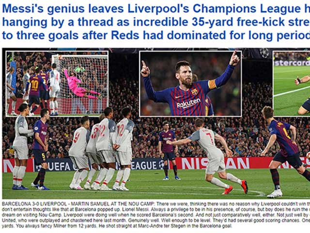 Barca “bóp vụn” Liverpool cúp C1: Báo Anh mượn Salah để tâng Messi lên mây