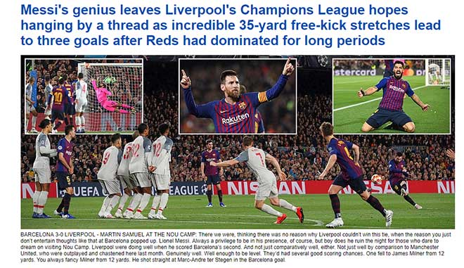 Barca “bóp vụn” Liverpool tại Nou Camp: Báo giới tôn Messi “Đức chúa của bóng đá” - 1