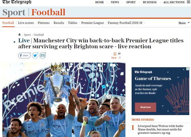 Man City vô địch: Báo Anh tung hô &#34;nhà vua&#34;, tiếc cho Liverpool – Klopp - 3