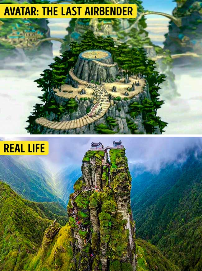 11. Đền thờ trong Avatar: The Airbender & đền thờ trên núi Fanjing ở Tongren, Trung Quốc.