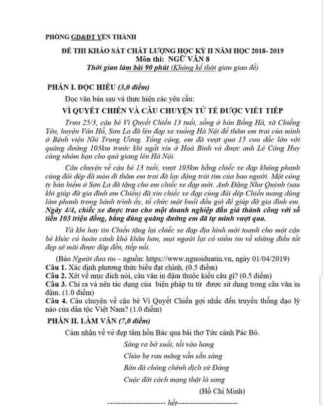 Cậu bé đạp xe 103km từ Sơn La xuống Hà Nội thăm em vào đề thi môn Ngữ Văn - 2