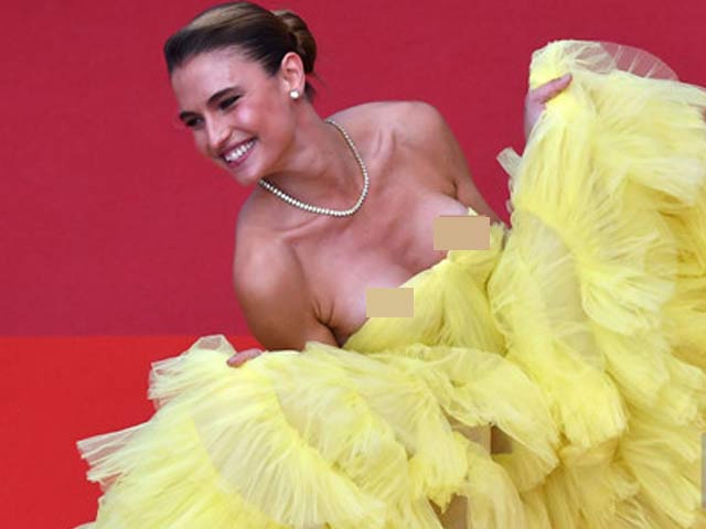 Thời trang - Người mẫu xinh đẹp Brazil "hết hồn" vì tụt váy bất ngờ ngay trên thảm đỏ Cannes