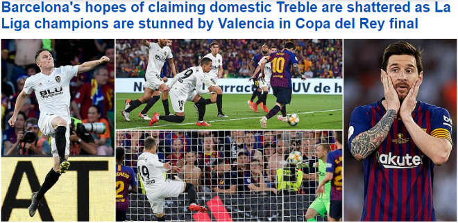 Barca mất Cúp Nhà vua: Báo chí sửng sốt, Messi ôm mặt &#34;tan vỡ&#34; cú đúp - 1