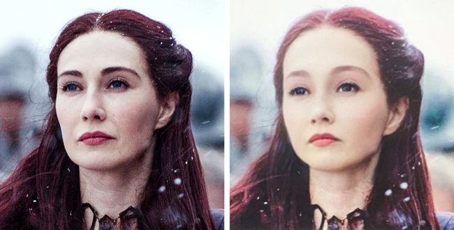 Melisandre trong diện mạo của một thiếu nữ trẻ trung.