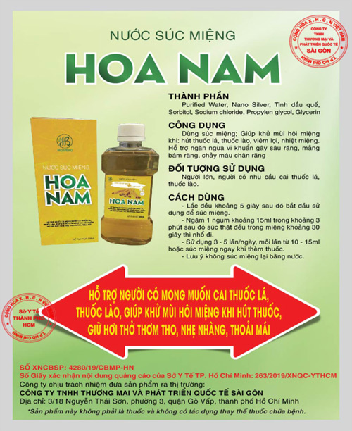 Nước súc miệng Hoa Nam hỗ trợ người cai thuốc lá, thuốc lào - 4