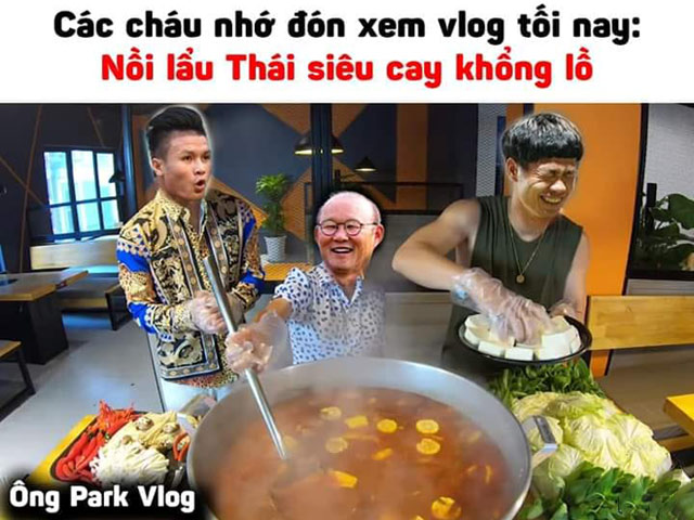 Dân mạng chế ảnh ”ông Park Vlog” làm món lẩu Thái siêu cay