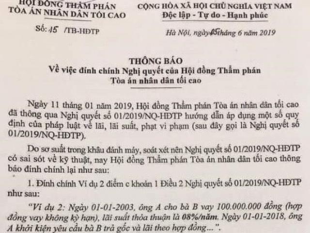 Tin tức trong ngày - TAND Tối cao đính chính Nghị quyết vì lỗi đánh máy