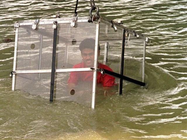 Phi thường - kỳ quặc - "Pháp sư" tự nhốt mình trong cũi, thả xuống sông rồi biến mất không dấu vết