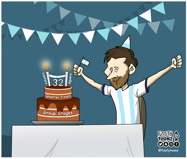 Argentina vượt qua vòng bảng mừng sinh nhật Messi.