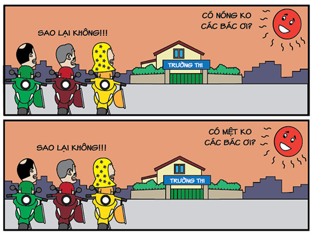 Tranh vui - Phụ huynh không quản ngại nắng nóng 40 độ chờ con thi