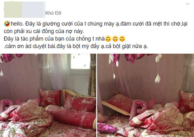 Cô dâu bức xúc vì giường cưới bị bạn chú rể phá tan tành - 1