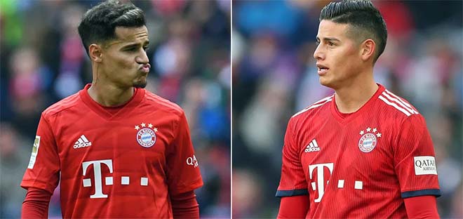 Cả Coutinho và James đều bị đội bóng chủ quản đẩy sang cho Bayern mượn