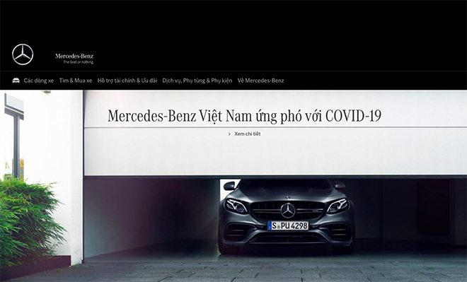 Thông báo trên trang chủ website của&nbsp;Mercedes-Benz Việt Nam