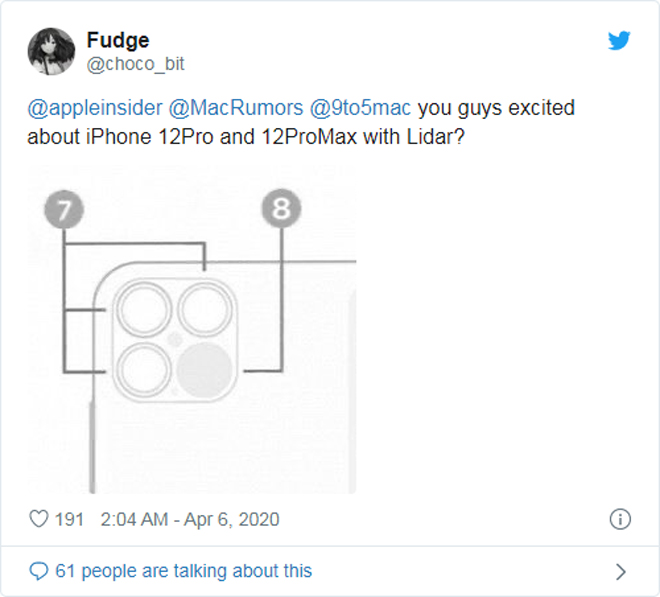Xác nhận iPhone 12 Pro sẽ có cảm biến LiDAR - 1