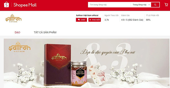 Saffron VIETNAM là nhà phân phối saffron lớn nhất trên Shopee Mall hiện nay