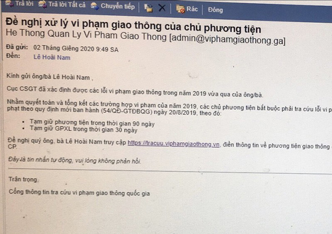 Cục CSGT cảnh báo tội phạm lừa đảo nộp phạt vi phạm giao thông - 1