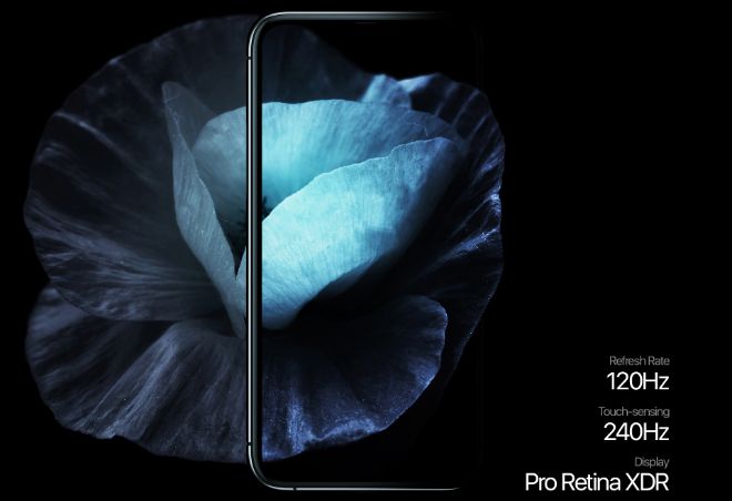 Theo đề xuất, điện thoại có màn hình Pro Retina XDR cho tần số làm mới 120 Hz.