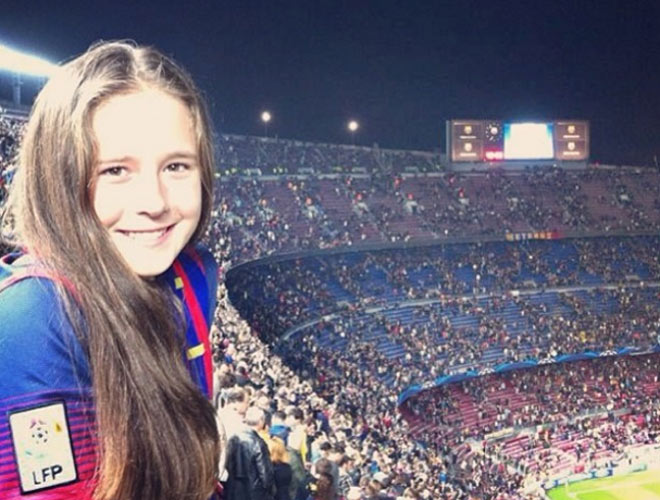 Kasatkina từ đến sân Nou Camp cổ vũ đội bóng ưa thích Barcelona thi đấu