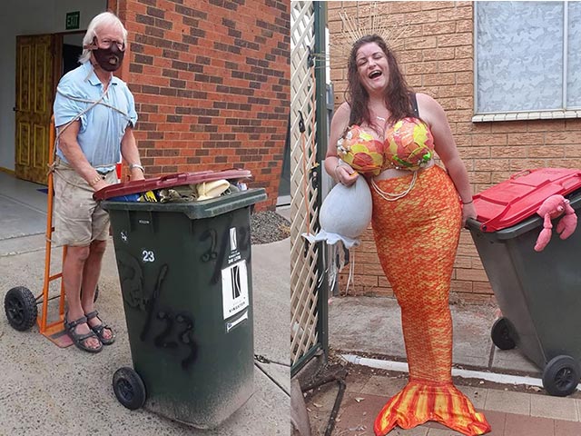 Tranh vui - Không được ra đường mùa dịch nên ở nhà làm bạn với... thùng rác