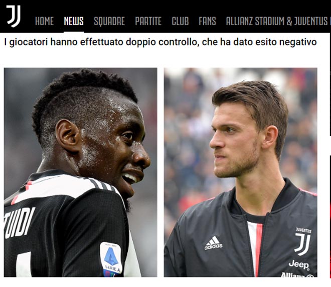 Juventus thông báo&nbsp;Rugani và Matuidi đã chiến thắng Covid-19 sau 1 tháng nhiễm bệnh
