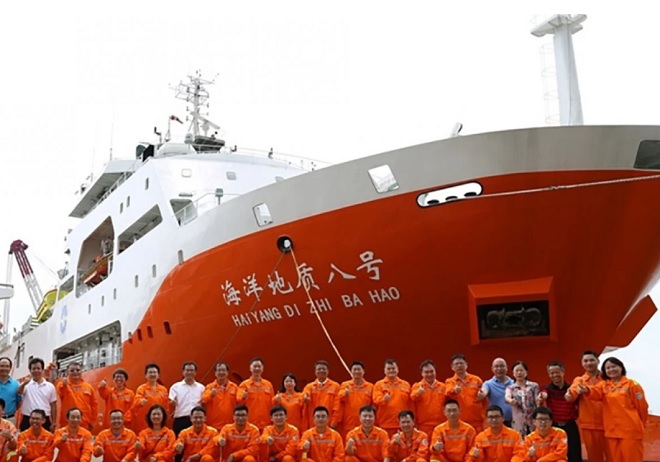 Tàu khảo sát Địa Chất Hải Dương 8 của Trung Quốc, Ảnh: Cục Khảo sát địa chất Trung Quốc.