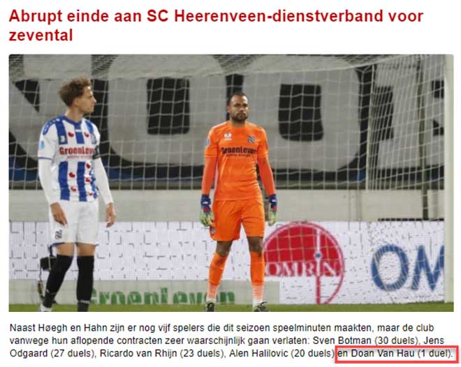 Fean Online điểm mặt 7 cầu thủ có nguy cơ "bật bãi" khỏi Heerenveen, trong đó có Văn Hậu&nbsp;