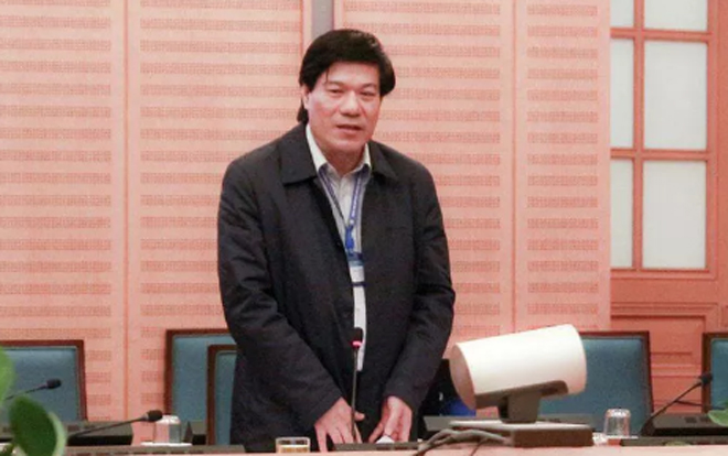 Ông Nguyễn Nhật Cảm tại buổi họp Ban chỉ đạo phòng chống Covid-19 của Hà Nội