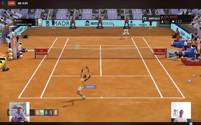 Trận đấu giữa Nadal và Shapovalov trên PlayStation được chiếu trực tiếp trên YouTube