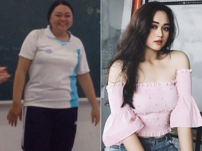 Hình ảnh trước và sau khi giảm cân của Nguyễn Yến Quỳnh Như.