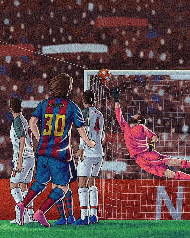 Pha sút phạt cực đẹp vào lưới Liverpool ở lượt đi bán kết cúp C1 2018/2019.