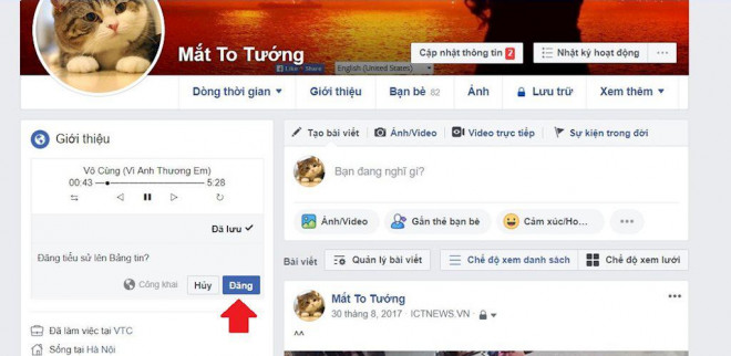 Hướng dẫn tạo tiểu sử Facebook bằng trình phát nhạc bài hát - 3