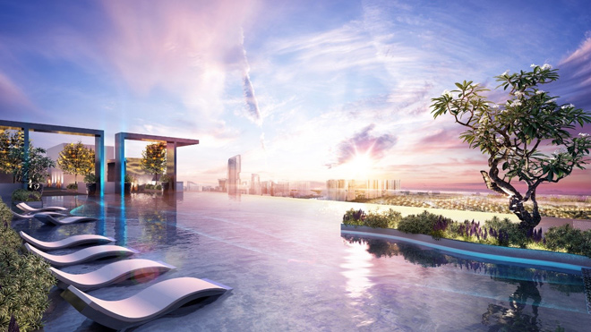 Cận cảnh bể bơi giữa lưng chừng trời của toà tháp sinh đôi đẳng cấp nhất Ecopark - 3