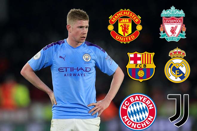 6 đội bóng lớn đang theo đuổi De Bruyne, trong đó có cả MU và Liverpool