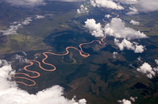 Sông Amazon ở Brazil trông giống như một con trăn khổng lồ trườn qua rừng Amazon.
