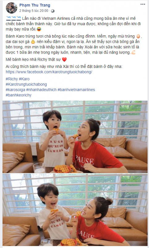 Bánh Karo trứng tươi chà bông được cả gia đình Trang Lou yêu thích.