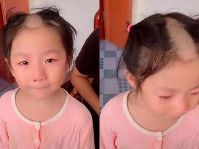Bạn trẻ - Cuộc sống - Bắt chước clip cắt tóc trên mạng cô bé 5 tuổi khiến dân mạng "câm nín" vì kiểu đầu chẳng giống ai