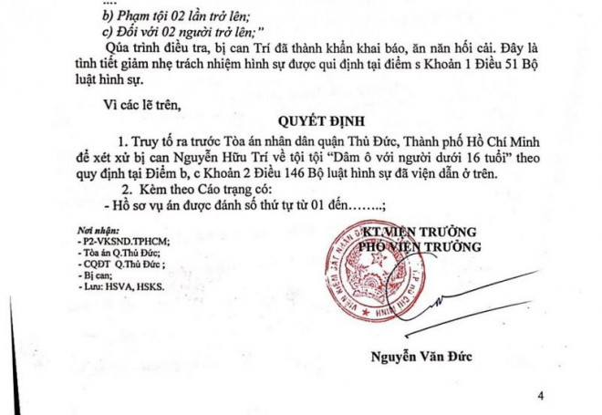 Cáo trạng truy tố Nguyễn Hữu Trí. Ảnh:MV