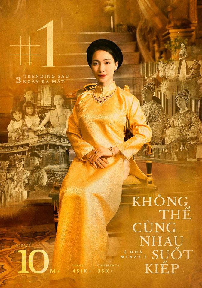 MV "Không thể cùng nhau suốt kiếp" đạt thành tích top 1 thịnh hành YouTube sau 3 ngày ra mắt.