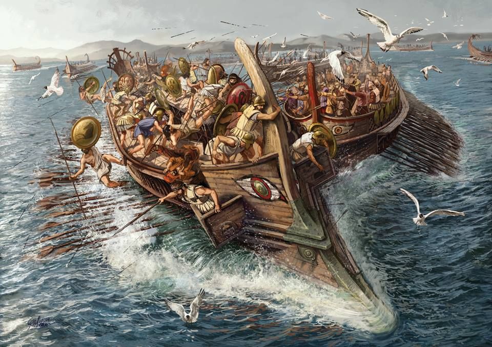 Tàu Hy Lạp trong trận hải chiến Salamis (ảnh: History)