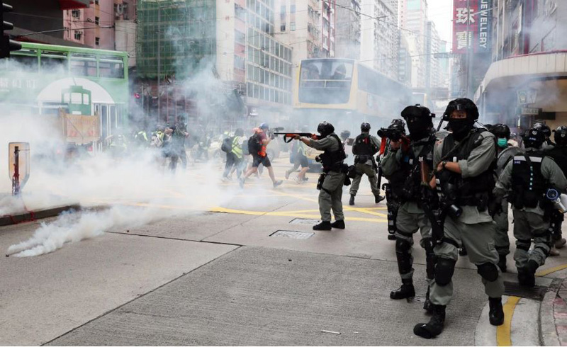 Quân đội Trung Quốc đồn trú tại Hồng Kông tuyên bố sẽ kiên quyết bảo vệ an ninh quốc gia (ảnh: SCMP)