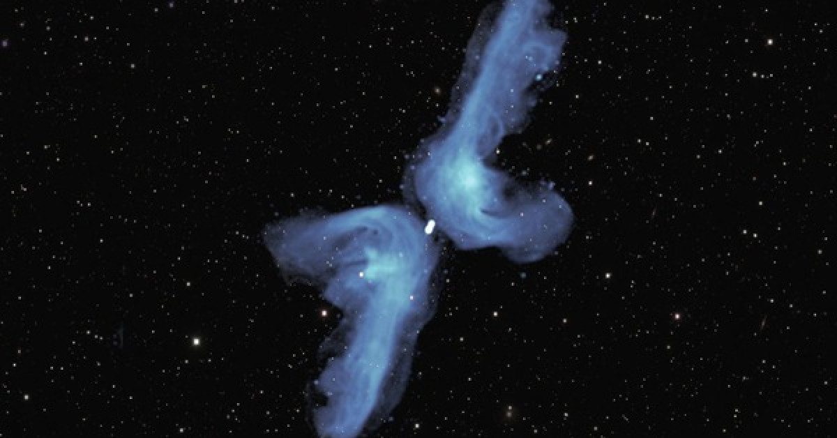 Cận cảnh thiên hà hình chữ X hiện ra trong ảnh chụp bằng thiết bị quan sát vô tuyến - ảnh: NRAO/SARAO