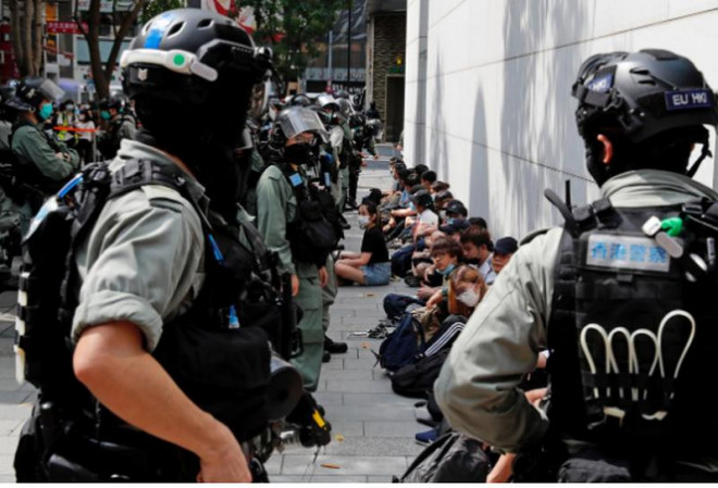 Biểu tình ở Hong Kong ngày 27-5. Ảnh: REUTERS