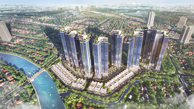 Sunshine City Sài Gòn tọa lạc sát bên khu đô thị Phú Mỹ Hưng hiện đại và dòng sông Cả Cấm hiền hòa